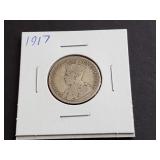 1917  Canadian 25 Cents 92.5% Silver