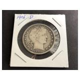 1906 D Barber Half Dollar