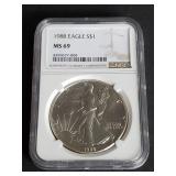 1988 American Silver Eagle NGC MS69