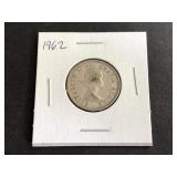 1962 Canadian 25 Cents 1st Portrait .800 Silver