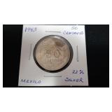 1943 50 Centavos From Mexico 72% Silver