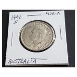 1942 S Florin from Australia 92.50% Silver