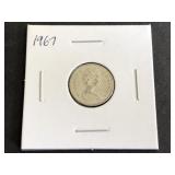 1967 Canadian 10 Cents 2nd Portrait .800 Silver