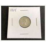 1964 Canadian 10 Cents 1st Portrait .800 Silver