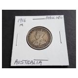 1916 Shilling from Australia 92.50% Silver