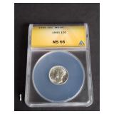 1945 Mercury Dime ANACS MS66