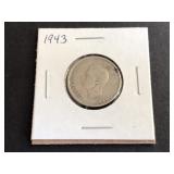 1943 Canadian 25 Cents "George VI" .800 Silver