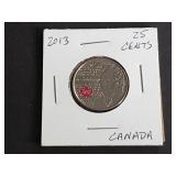 2013 25 Cents fm Canada "War of 1812 de Salaberry"