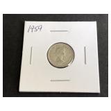 1959 Canadian 10 cents 1st portrait .800 Silver