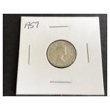 1957 Canadian 10 cents 1st Portrait .800 Silver