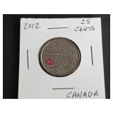 2012 25 Cents from Canada "War of 1812 Tecumseh"