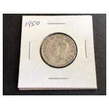 1950 Canadian 25 Cents "George VI" .800 Silver