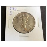 1945 S Walking Liberty Half Dollar