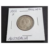 1942 S Shilling from Australia 92.50% Silver