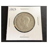 1943 Canadian 50 Cents "George VI" .800 Silver