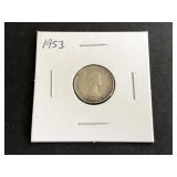 1953 Canadian 10 cents 1st Portrait .800 Silver