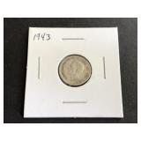 1943 Canadian 10 Cents "George VI" .800 Silver