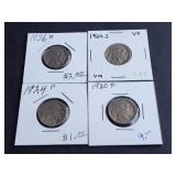 1920, 1924, 1929-S, 1936-D Buffalo Nickels