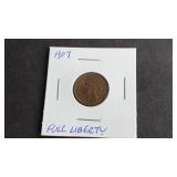 1907 Indian Head Cent Full Liberty