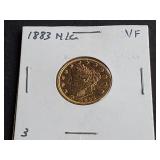 1883 V Nickel Rackateer 24KT Gold Plated