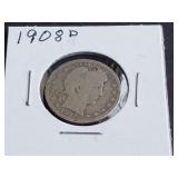 1908 D Barber Quarter