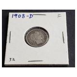 1908 D Barber Dime