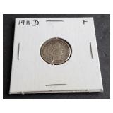 1911 D Barber Dime