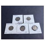 1927, 1929, 1929-S, 1935-S, 1936-S Buffalo Nickels