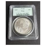 1887 Morgan Silver Dollar PCGS MS64 Green Holder