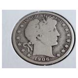 1906 D Barber Half Dollar