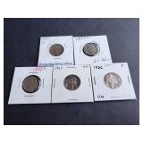1926, 1927, 1930, 1935-S, 1937-S Buffalo Nickels