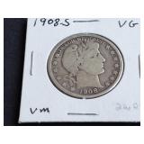 1908 S Barber Half Dollar
