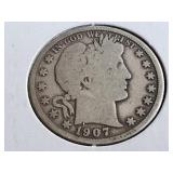 1907 D Barber Half Dollar