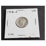 1918 S Mercury Dime
