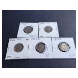 1924, 1926, 1928-D, 1934-D, 1936 Buffalo Nickels
