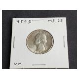 1954 D Washington Quarter
