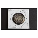 1905 Barber Silver Quarter Dollar "Key Date"