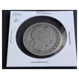 1911 S Barber Half Dollar