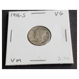 1916 S Mercury Dime