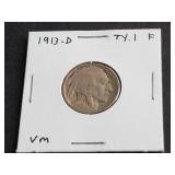 1913 D Buffalo Nickel Type 1