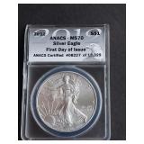 2012 American Silver Eagle 1 Day Issue ANACS MS70