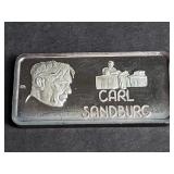 Carl Sandburg Our Greatest 1 Oz 999 Silver Bar