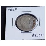 1916 D Barber Quarter