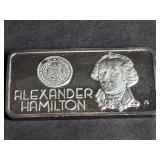 A Hamilton Our Greatest Series 1 OZ 999 Silver Bar