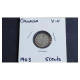 1903 5 Cents Edward VII From Canada 92.5% Silver