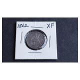 1862 Seated Liberty Dime