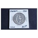1930 1/2 Balboa From Panama 90% Silver