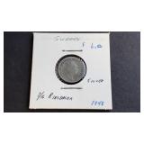 1848 1/16 Riksdaler From Sweden 75% Silver