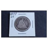 1877 CC Seated Liberty Quarter