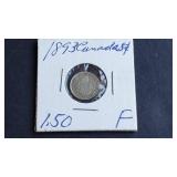 1893 5 Cents Victoria From Canada 92.5% Silver